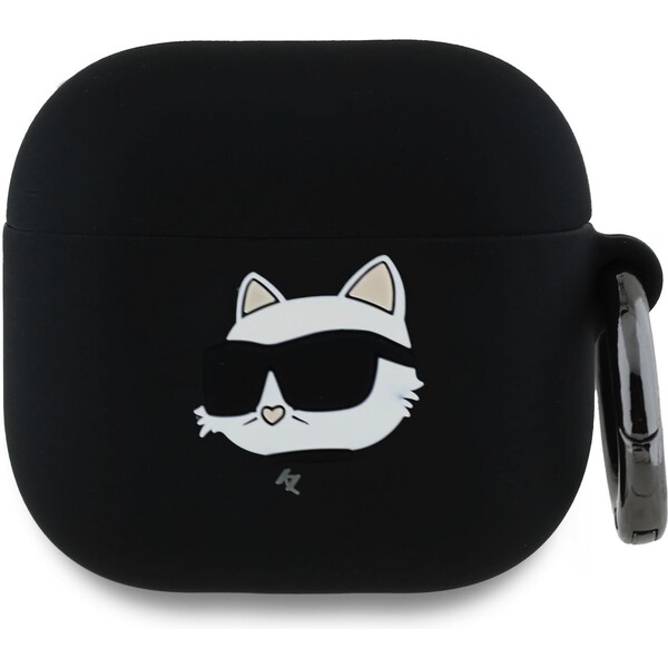 E-shop Karl Lagerfeld 3D Logo NFT Choupette Head silikónové puzdro AirPods 4 čierne