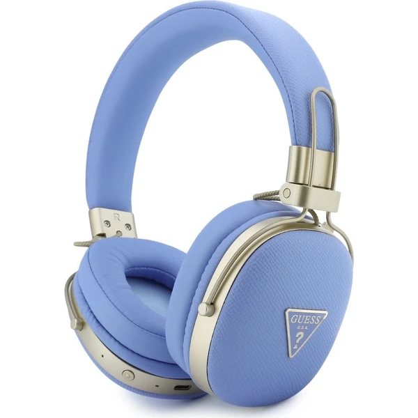 Guess PU Grained Triangle Gold Metal Logo ENC Bezdrôtová Slúchadlá Blue - Slúchadlá - Hlavný obrázok