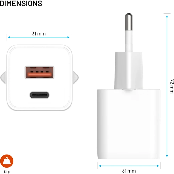 FIXED Mini GaN nabíjačka s USB-C/USB-A (30W) PD biela - Nabíjačky - Obrázok 3e0edff421a5447a961237dc5e448453