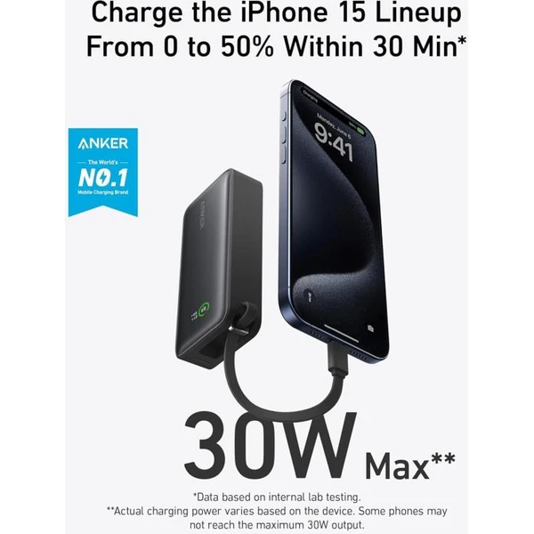 Anker 545 powerbanka 10000mAh, 30W s káblom USB-C čierna - Powerbanky - Obrázok 3e1167a3a76d4dcabdb9c70114947cd6