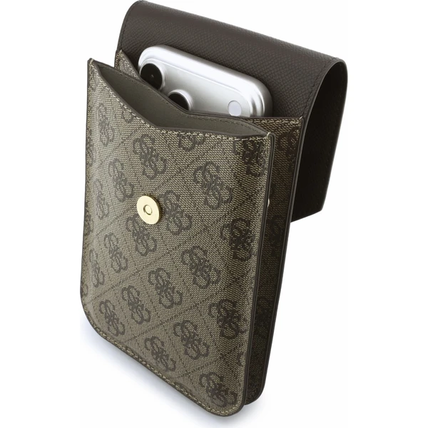 Guess PU Leather+Grained 4G Metal Logo taška na telefon hnědá - Puzdra - Obrázok 3e1725047c244fbca3370c93e12677b3