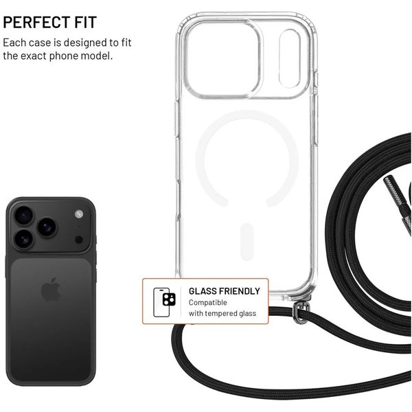 FIXED MagPure Neck kryt s čiernou šnúrkou na krk pre Apple iPhone 17 Pro - Puzdra - Obrázok 3e1a0e2c16ab4728a49e101a13138885