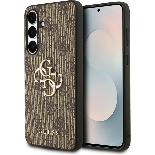 Guess PU 4G Metal Logo Zadný Kryt pre Samsung Galaxy S25 FE hnedý - Puzdra - Hlavný obrázok