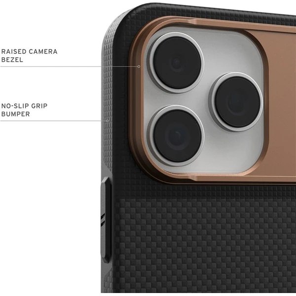 UAG Fibr Armr MagSafe kryt iPhone 17 Pro kevlar čierny/bronzový - Puzdra - Obrázok 3eb794aa54c54d1183bc3ebed5f670ec