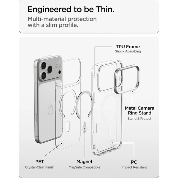 Spigen Ultra Hybrid Optik S MagSafe kryt iPhone 18 Pro/17 Pro clear silver - Puzdra - Obrázok 3ebc59fcab74464ebdd4c3d04d861822