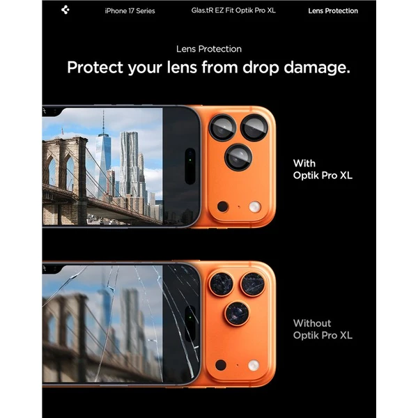 Spigen Glass TR EZ Fit Optik Pro XL sklo na fotoaparát iPhone 17 Pro Max oranžové - Ochranné fólie a sklo - Obrázok 3edaba8e4cf649a2b4922dc9eabb8d7c