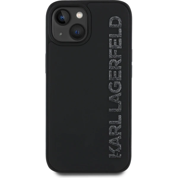 Karl Lagerfeld 3D Rubber Glitter Logo kryt iPhone 15 čierny - Puzdra - Obrázok 3edcfdddaeb44713aedce11f02ef555f