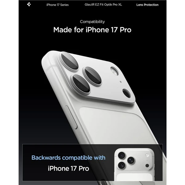 Spigen Glass TR EZ Fit Optik Pro XL sklo na fotoaparát iPhone 17 Pro strieborné - Ochranné fólie a sklo - Obrázok 3f4305d7864646bd8be0fd9cba8efc20