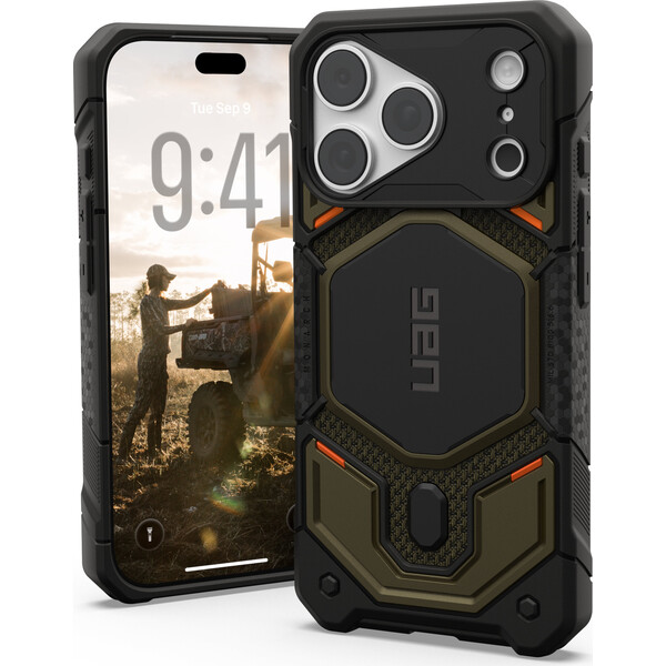 UAG Monarch Pro MagSafe Kevlar kryt iPhone 18 Pro/17 Pro zelený - Puzdra - Hlavný obrázok