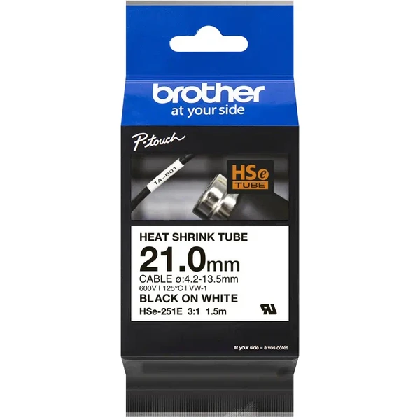 Brother HSE251E zmršťovacia bužírka čierna na bielom 21 mm - Pásky pre štítkovače - Obrázok 3fa7ae193534448a836e2adc2f49c524