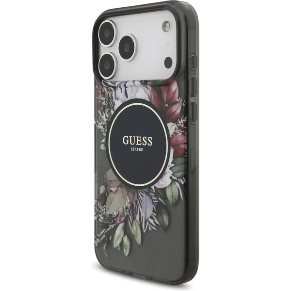 Guess IML Flowers Strap MagSafe kryt iPhone 17 Pro Max čierny - Puzdra - Obrázok 4003c455893c43edb78a4231c9836474