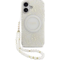 Guess IML Flowers Allover Strap MagSafe kryt iPhone 17 biely - Puzdra