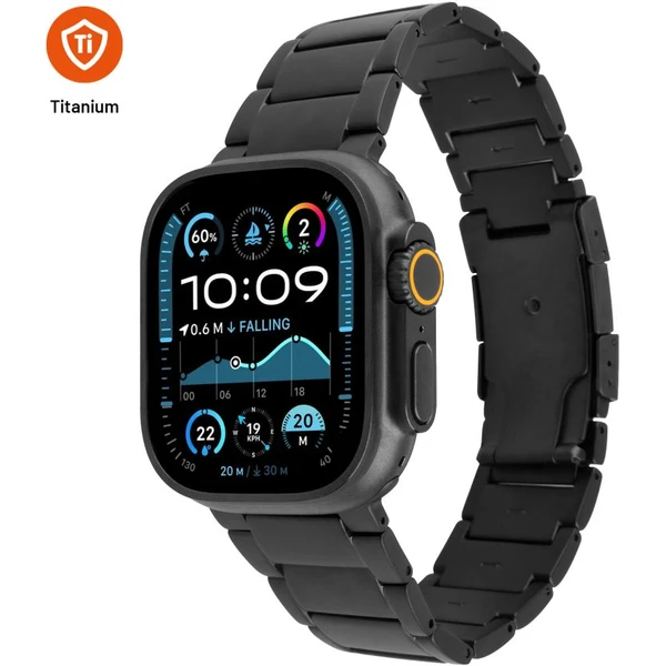 FIXED Titanium Strap titánový remienok Apple Watch 44/45/46/49mm, čierny - Remienky - Hlavný obrázok