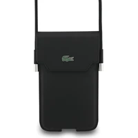 Lacoste PVC Iconic Petit Pique Metal Logo vrecko na telefón XL čierna - Puzdra