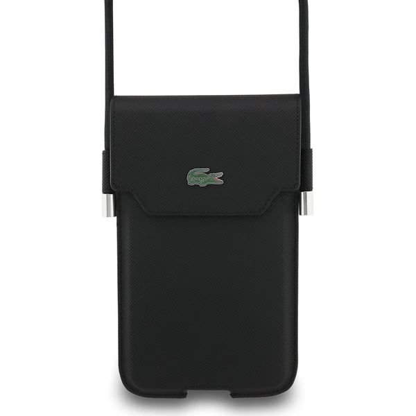 E-shop Lacoste PVC Iconic Petit Pique Metal Logo vrecko na telefón XL čierna