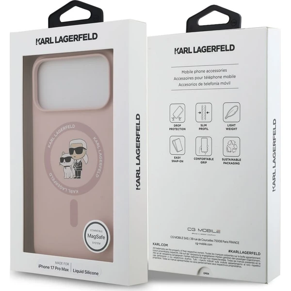 Karl Lagerfeld Liquid Silicone Karl and Choupette MagSafe kryt iPhone 18 Pro Max růžový - Puzdra - Obrázok 406adb72b5b148529ead128f50da0cdf