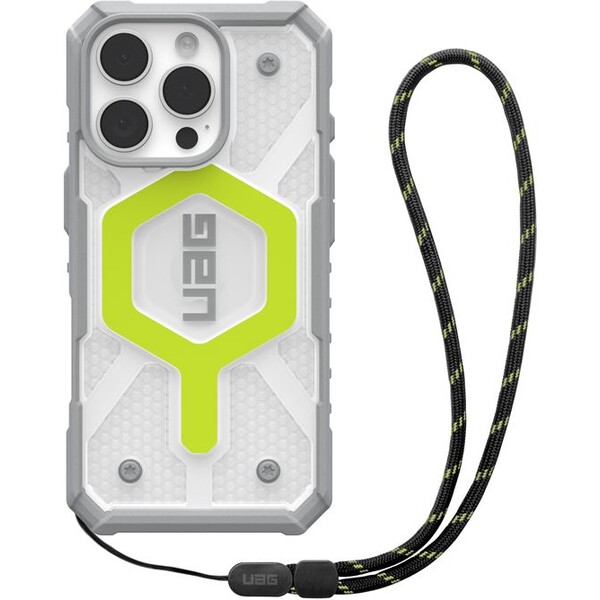 E-shop UAG Pathfinder Clear Magsafe kryt iPhone 16 Pro Active Neon Lanyard