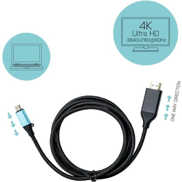i-tec USB-C/HDMI kábel 4K 1,5m čierny - Káble a redukcie - Obrázok 40GA000501