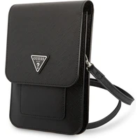 Guess PU Saffiano Triangle Logo Phone Bag Black - Puzdra