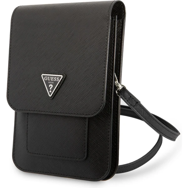 Guess PU Saffiano Triangle Logo Phone Bag čierne - Puzdra - Hlavný obrázok