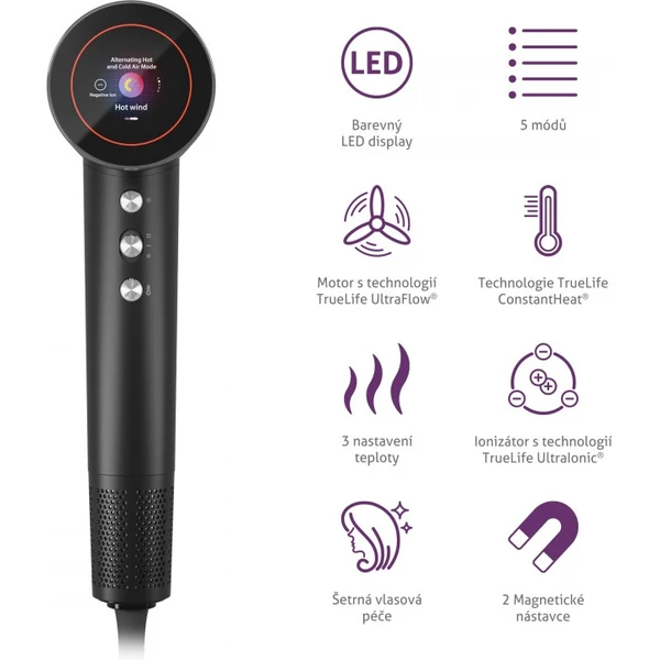 TrueLife HairDryer D9 sušič vlasov čierny - Fény na vlasy - Obrázok 40Y9000O01
