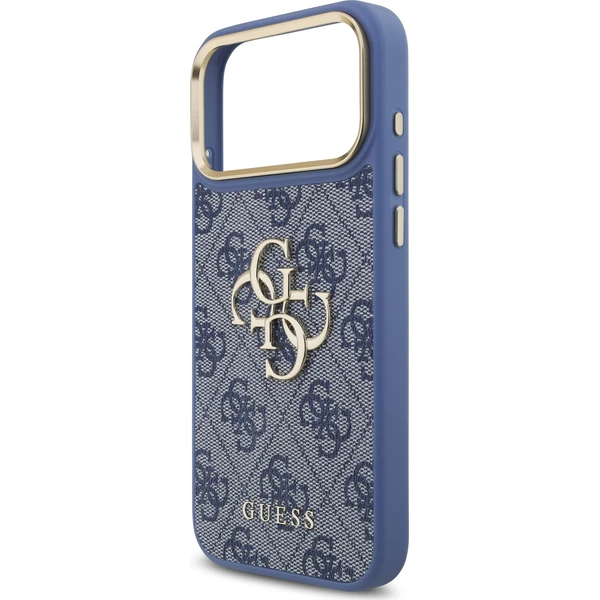 Guess PU Leather 4G Metal Logo Gold Frame Zadný Kryt pre iPhone 18 Pro Max Blue - Puzdra - Obrázok 40f01177a4b64918be4265add56c6379