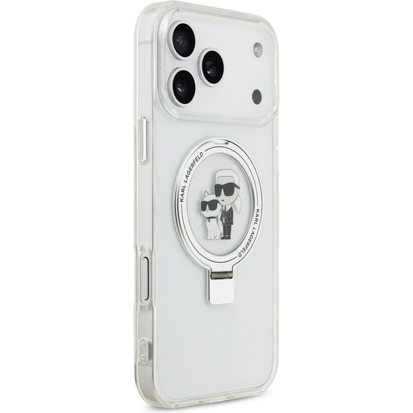Karl Lagerfeld Ringstand Karl a Choupette MagSafe kryt iPhone 17 Pro Max biely - Puzdra - Obrázok 410a0f60b4f7417fa1943647825124ec