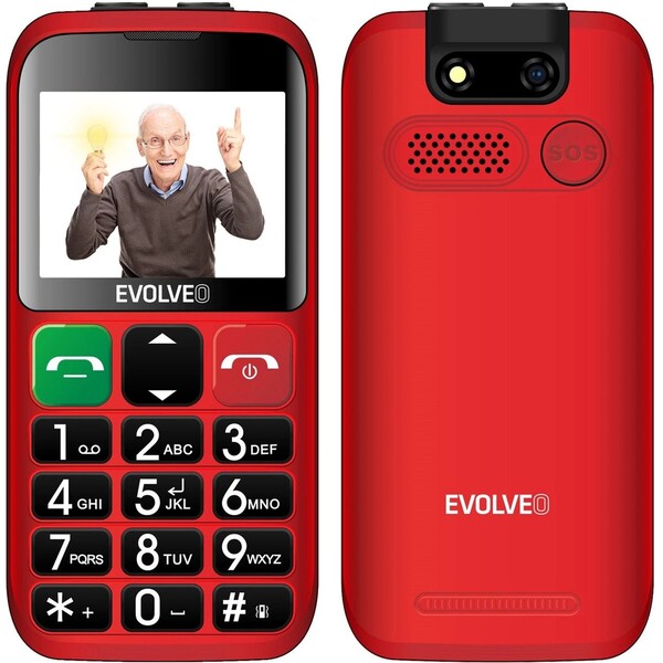 EVOLVEO EasyPhone ET mobilný telefón pre seniorov s nabíjacím stojanom červená