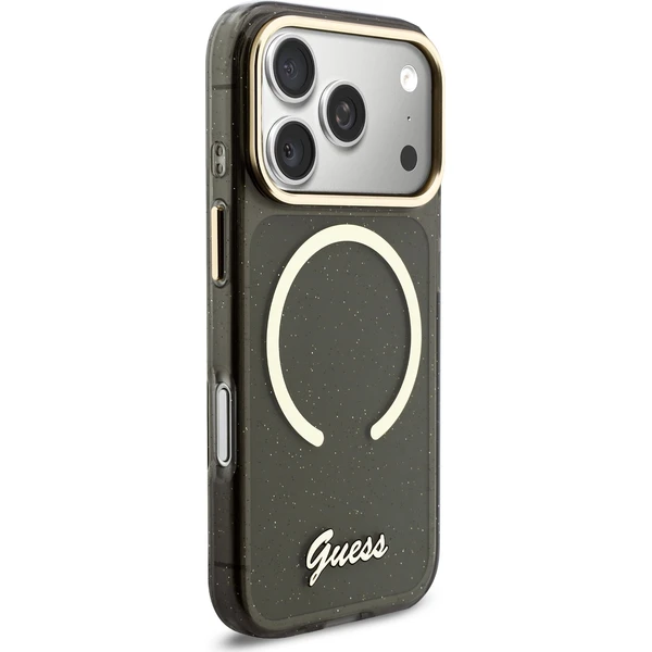 Guess IML Glitter Script Strap MagSafe kryt iPhone 17 Pro čierny - Puzdra - Obrázok 417c89bfe7054a35af3001cf49e6bc3c