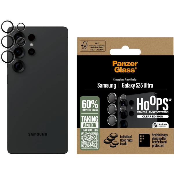 PanzerGlass® Hoops® Samsung Galaxy S25 Ultra číre ochranné krúžky pre šošovky fotoaparátu - Ochranné fólie a sklo - Obrázok 41FC000J01