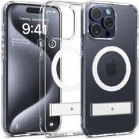 Spigen Caseology Capella kryt so stojanom s MagFit iPhone 15 Pre číry/biely - Puzdra