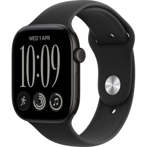 Apple Watch Series 12 (46mm) Černý hliník s černým sportovním řemínkem S/M - Inteligentné hodinky - Hlavný obrázok
