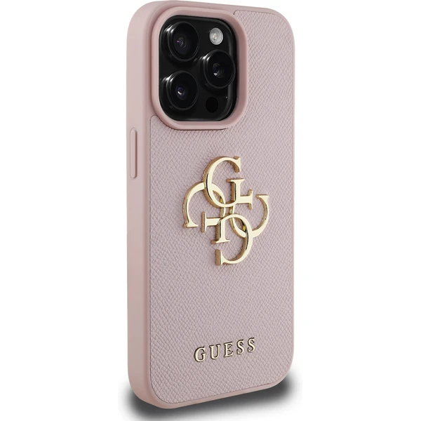 Guess PU Grained 4G Metal Logo kryt iPhone 15 Pre Max ružový - Puzdra - Obrázok 420587d78fe9405eb7af486757415d29