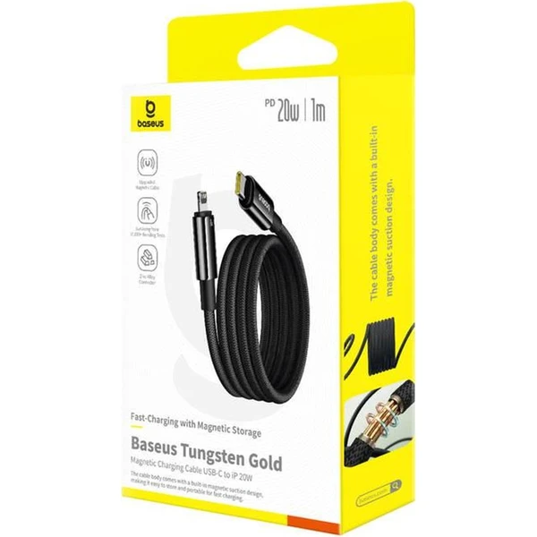 Baseus Tungsten Gold USB-C/Lightning magnetický napájací kábel 20W 1m čierny - Káble a redukcie - Obrázok 422R000K01
