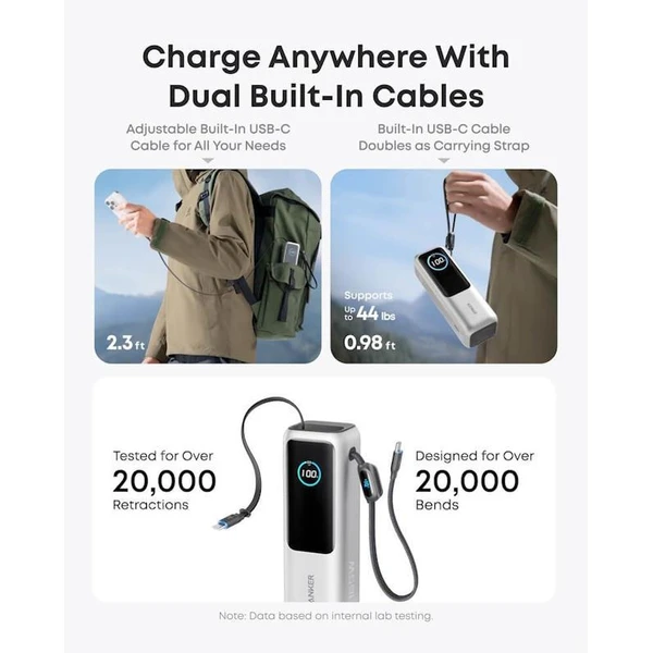 Anker Zolo powerbanka (25000mAh) 165W, s káblom USB-C strieborná - Powerbanky - Obrázok 426c293fef7847edbed7ba63e74ec062
