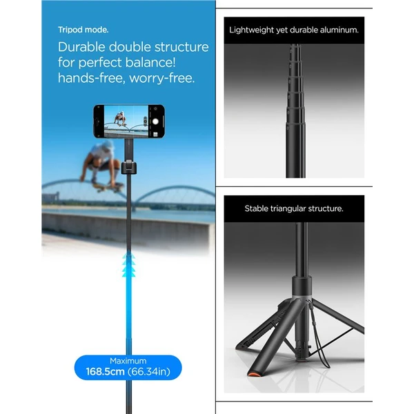 Spigen Selfie Stick MagSafe+ Tripod selfie tyč čierna - Držiaky - Obrázok 428d40f288714c45874eca94a509fd47