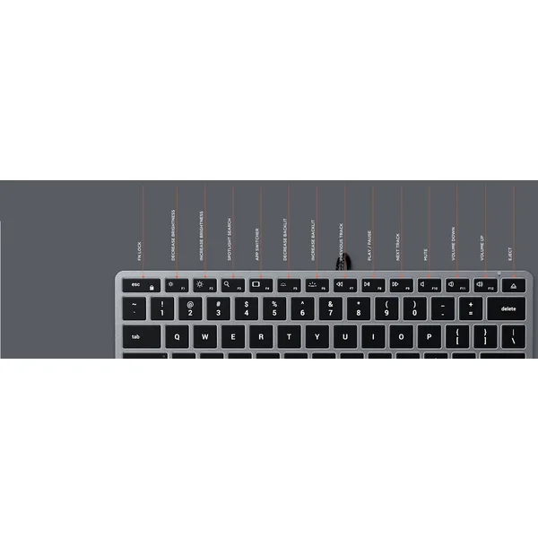 Satechi Slim W1 USB-C klávesnica US vesmírne šedá - Klávesnice - Obrázok 42BT000501