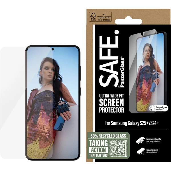 PanzerGlass® SAFE Ultra-Wide Fit sklo Samsung Galaxy S25+/S24+ s inštalačným rámčekom - Ochranné fólie a sklo - Obrázok 42FC000J01
