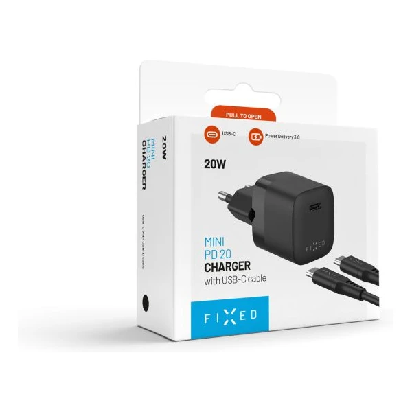 FIXED Mini nabíjačka s USB-C výstupom a káblom USB-C 1 meter PD 20W čierny - Nabíjačky - Obrázok 42dd3d98a1b94e98bd5bacce5e5a7144