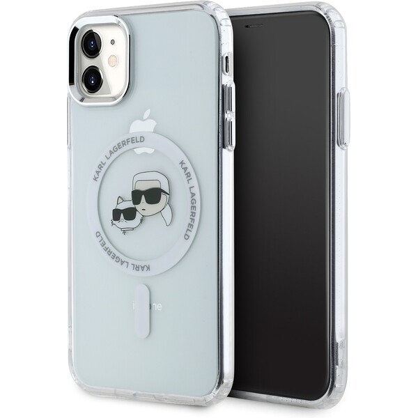 E-shop Karl Lagerfeld IML K&CH Heads Metal Frame MagSafe zadný kryt pre iPhone 11 číry
