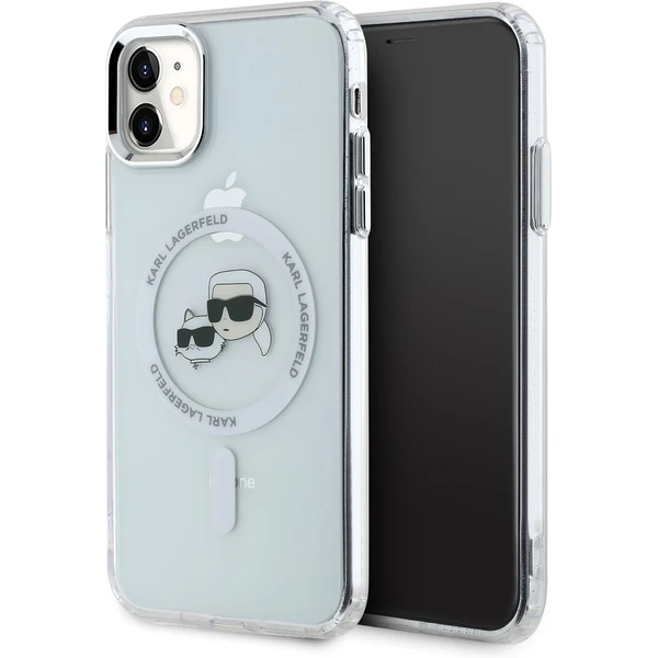 Karl Lagerfeld IML K&CH Heads Metal Frame MagSafe zadný kryt pre iPhone 11 číry - Puzdra - Hlavný obrázok