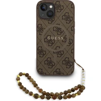 Guess PU Leather 4G Colored Ring Strap MagSafe kryt iPhone 15 hnedý - Puzdra