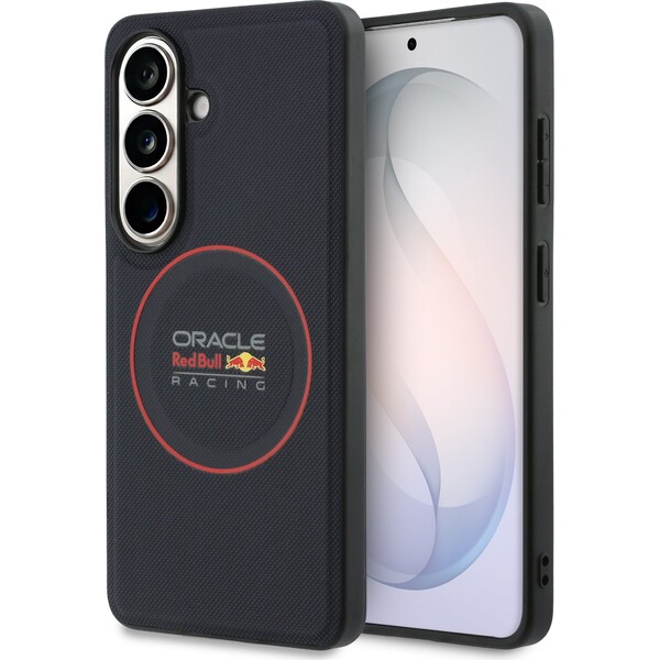 Oracle Red Bull Racing PU Kožený sieťovaný červený prsteň magnetický kryt Samsung Galaxy S26+ modrý - Puzdra - Hlavný obrázok