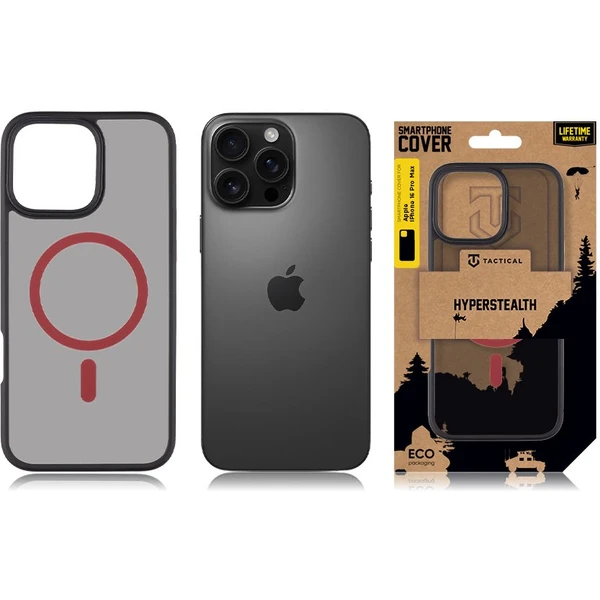 Tactical MagForce Hyperstealth 2.0 Kryt pre iPhone 16 Pro Max Black/Red - Puzdra - Obrázok 439773f4faa94ccd8126199974498b01