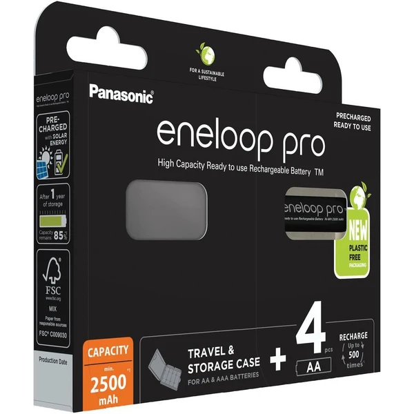 Panasonic Eneloop PRO AA nabíjacia batéria 2500 mAh (4ks) + púzdro - Batérie - Hlavný obrázok