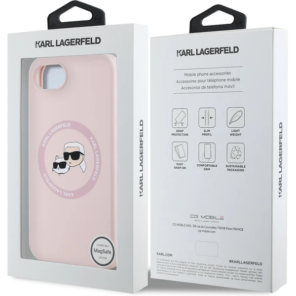 Karl Lagerfeld Liquid Silicone K&CH Heads MagSafe kryt iPhone 17e/16e ružový - Puzdra - Obrázok 43ec70d2c17b49eabac7f325e9ffbfa2