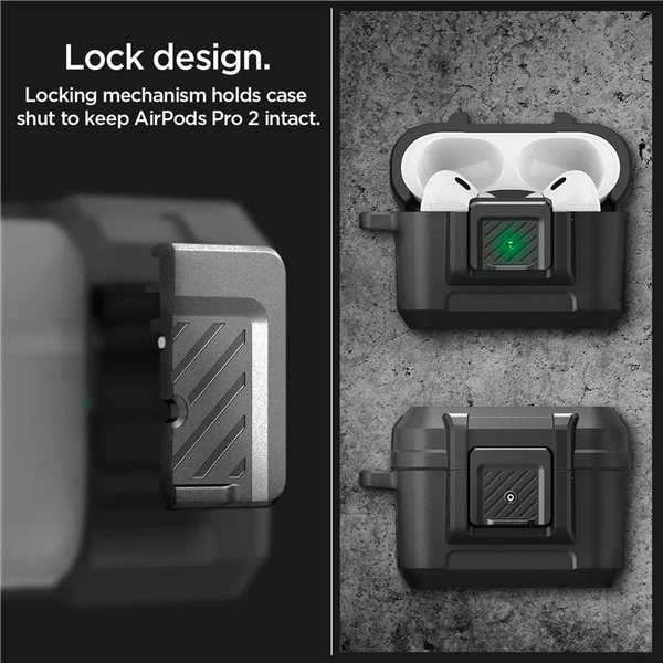 Spigen Lock Fit odolné puzdro Apple AirPods Pro 2 Gen. matne čierne - Puzdra - Obrázok 4405000J01