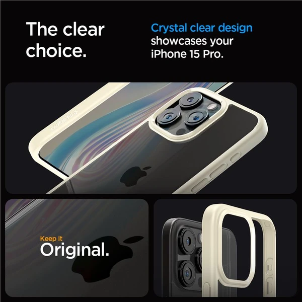 Spigen Ultra Hybrid kryt iPhone 15 Pro béžový - Puzdra - Obrázok 4409000601
