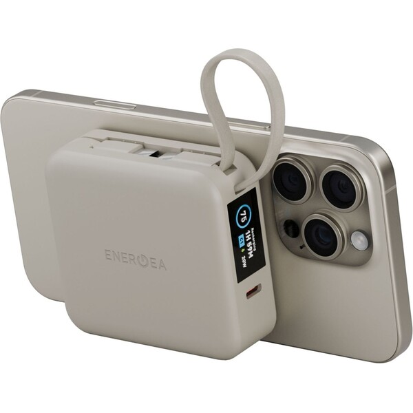 E-shop ENERGEA MagPac Mini Plus MagSafe powerbanka s káblom, 10000mAh, béžová
