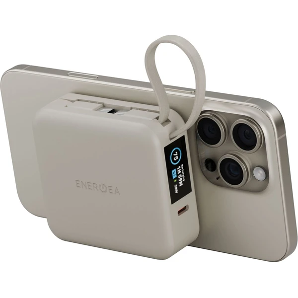 ENERGEA MagPac Mini Plus MagSafe powerbanka s káblom, 10000mAh, béžová - Powerbanky - Hlavný obrázok